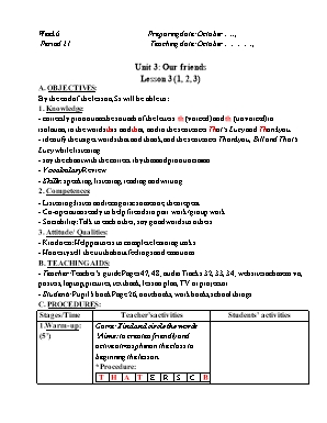 Giáo án Tiếng Anh Lớp 3 (Global success) - Tuần 6 - Năm học 2022-2023